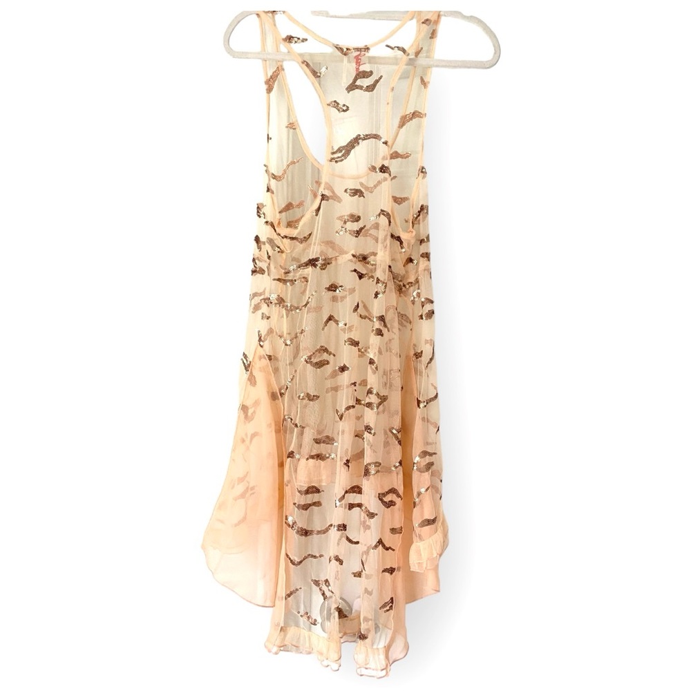 NWOT Free People blush sheer trapeze slip with sequins | Medium